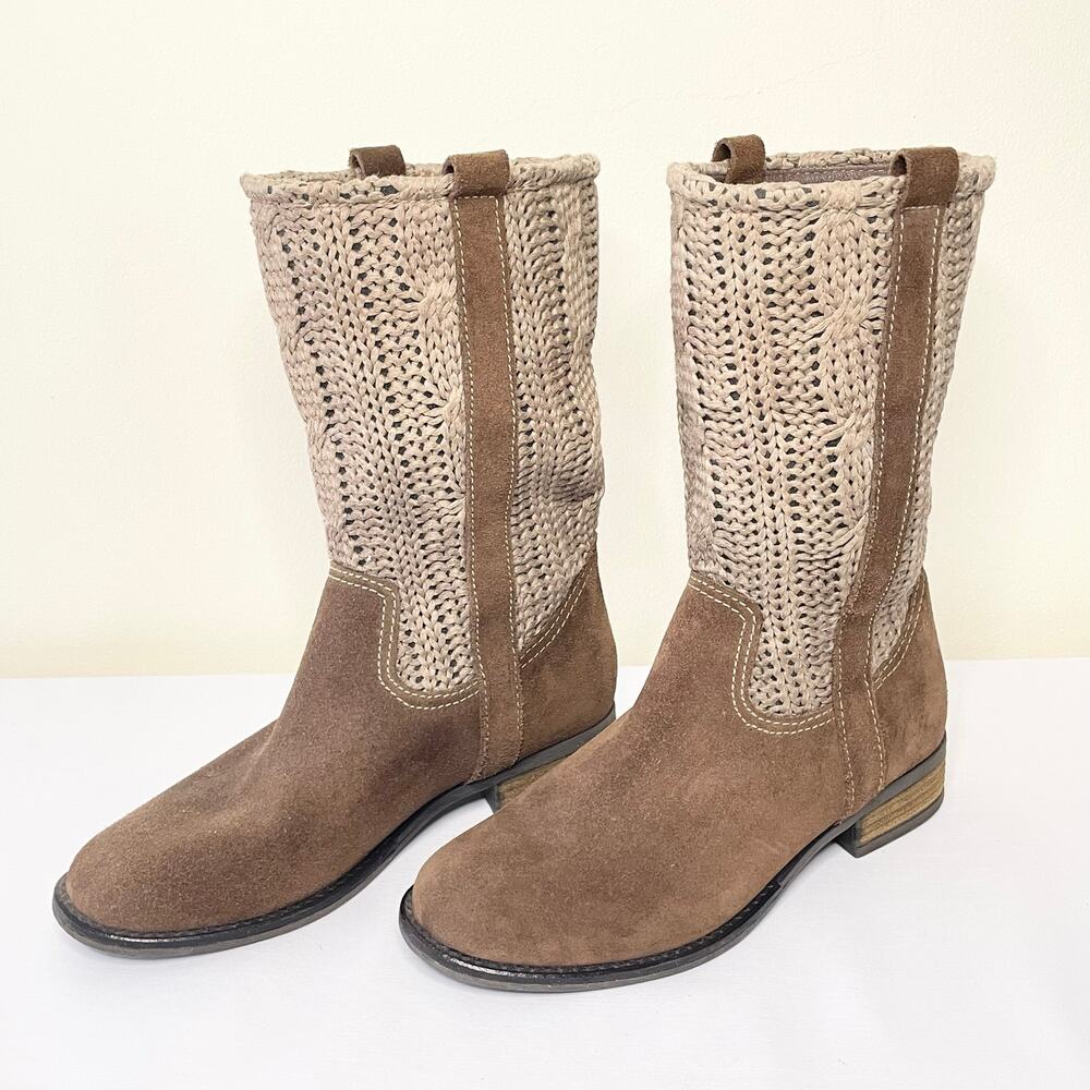 Sbicca Vintage Collection Stateroute Boots Women's 7 Brown Leather Cableknit - Picture 3 of 9